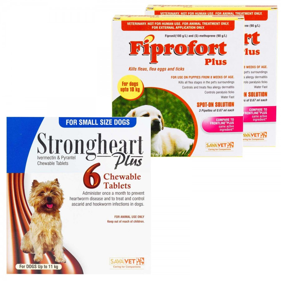 ストロングハートプラス・チュアブル＋フィプロフォートプラス小型犬用