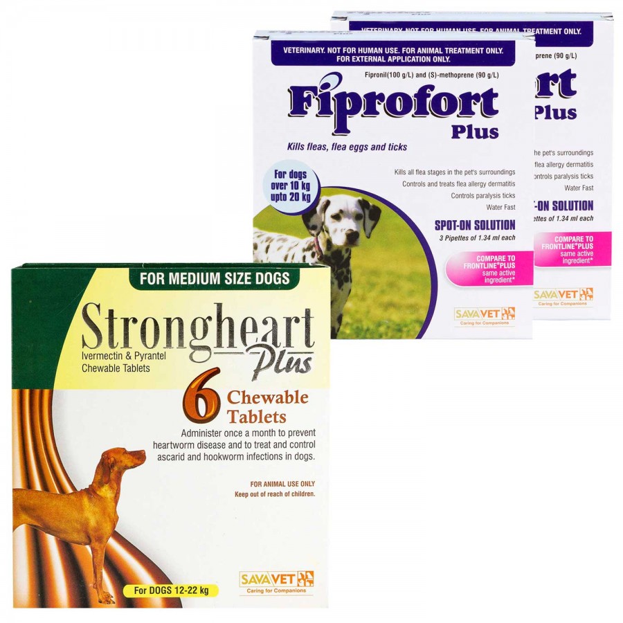 ストロングハートプラス・チュアブル＋フィプロフォートプラス中型犬用